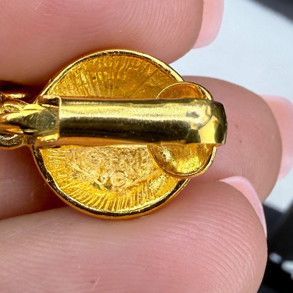 Vintage Ben Amun Bracelet Clip On Earrings Set Coin Gold Tone 6.5" - Picture 8 of 16